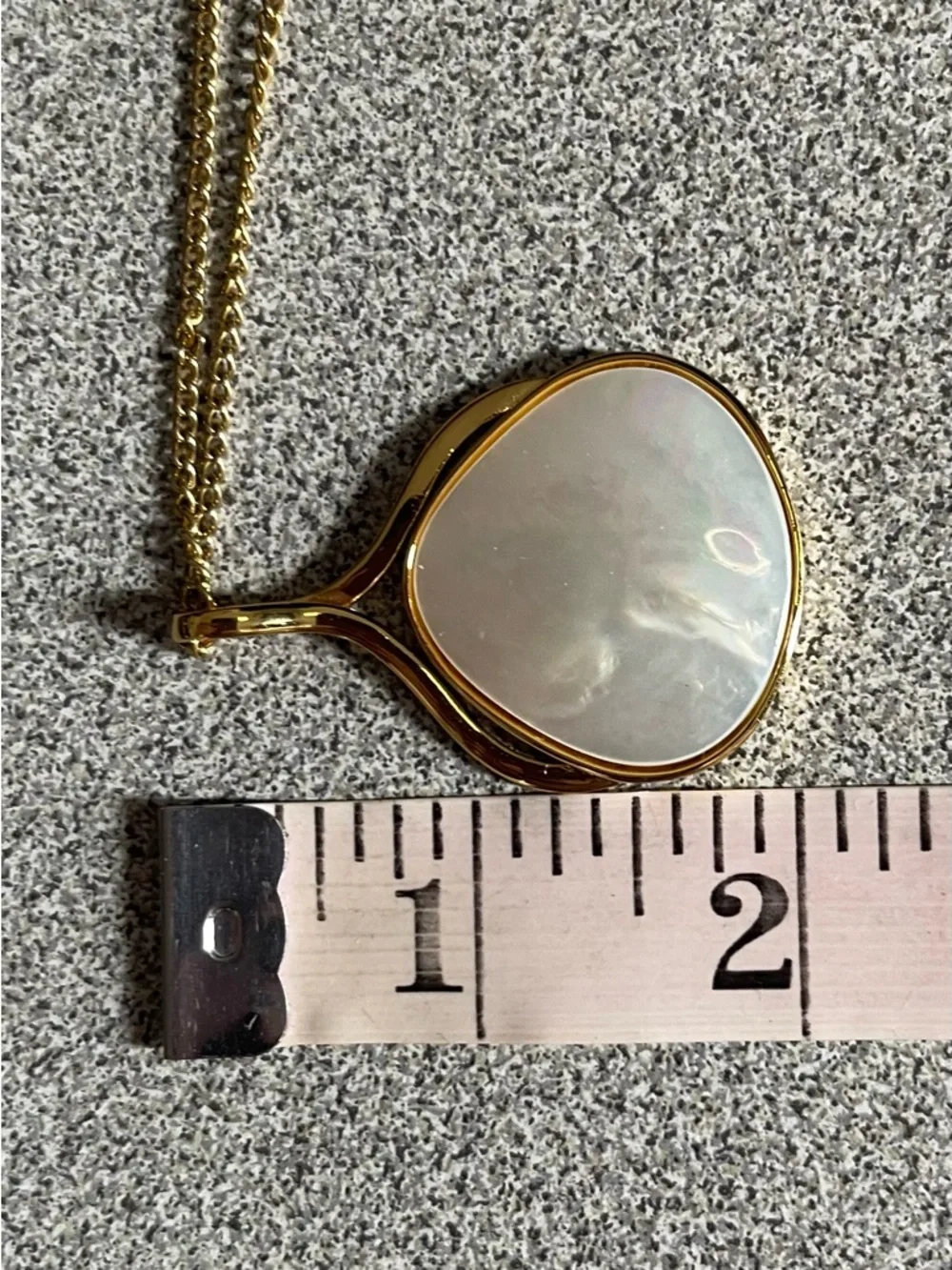 Gold Toned Pendant Necklace with White Mother-of-Pearl - Picture 9 of 9